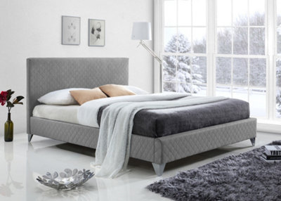 Brooklyn 4FT6 Double Grey Fabric Bed