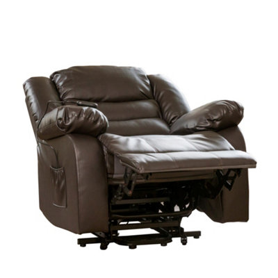 Brooklyn 96cm Wide Brown Bonded Leather Electric Lift Assist Power Motion Mobility Aid Riser Recliner with Massage and Heat