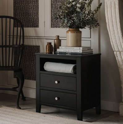 Brooklyn Black 2 Drawer Bedside Table