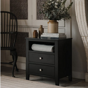 Brooklyn Black 2 Drawer Bedside Table
