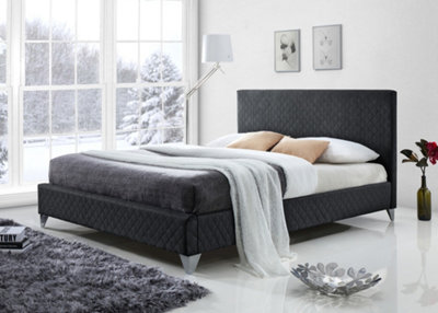 Brooklyn Dark Grey Fabric 4FT6 Double Bed