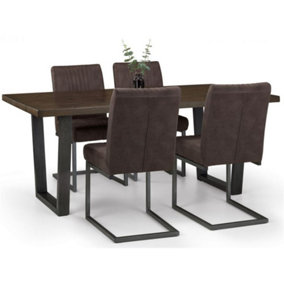 Brooklyn Dining Table Dark Oak & 4 Charcoal Chairs