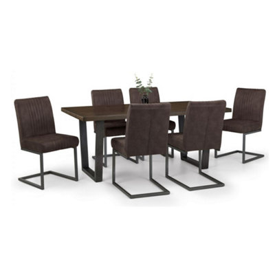 Brooklyn Dining Table Dark Oak & 6 Charcoal Chairs | DIY at B&Q