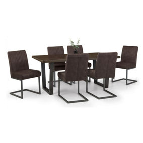 Brooklyn Dining Table Dark Oak & 6 Charcoal Chairs