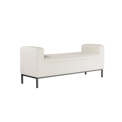 Brooklyn Ivory Linen Bench with Matt Black Legs