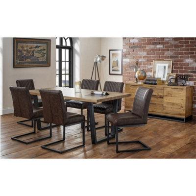 Brooklyn Oak Dining Set with 6 Faux Leather Chairs | DIY at B&Q