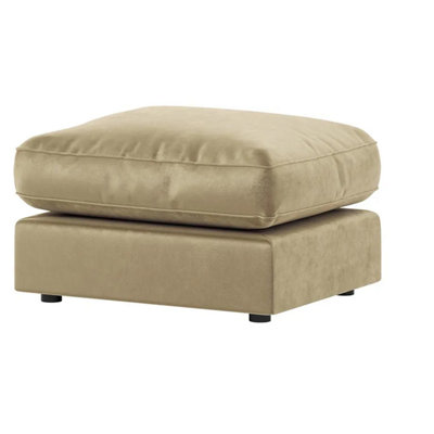 Brooklyn Plush Velvet Fibre Filled Beige Footstool Sofa Accessory