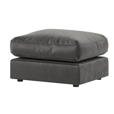 Brooklyn Plush Velvet Fibre Filled Grey Footstool Sofa Accessory