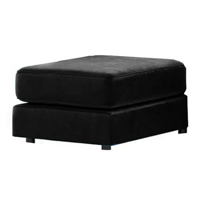 Brooklyn Plush Velvet Foam Filled Black Footstool Sofa Accessory