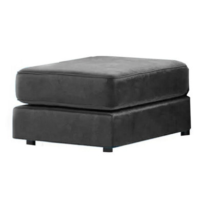 Brooklyn Plush Velvet Foam Filled Grey Footstool Sofa Accessory