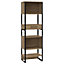 Brooklyn tall narrow bookcase with 1 drawer,  bleached oak effect