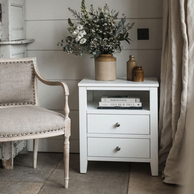 Brooklyn White 2 Drawer Bedside Table