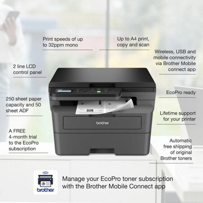 Brother 3-in-1 Mono Laser Multifunction Printer, DCP-L2627DWE - Print ...