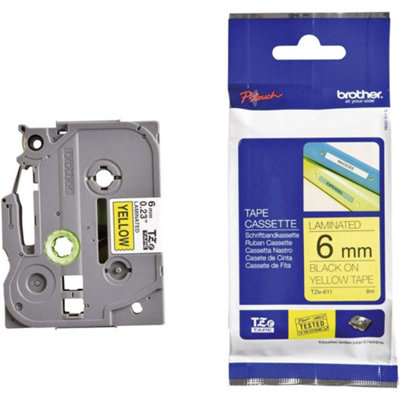 Brother TZe-611 Labelling Tape Cassette, 6 mm (W) x 8 m (L), Laminated ...