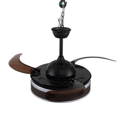 Brown 3 Blade Dimmable Ceiling Fan Light with Remote Control 107 cm Dia