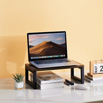 Brown 40cm W Wood and Metal Computer Monitor Stand