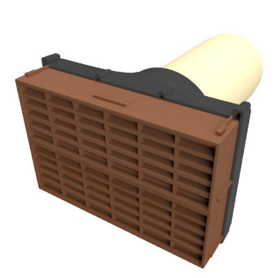 Brown Airbrick 9" x 6" with Extendable 4" Pipe for Cavity Wall Ventilation