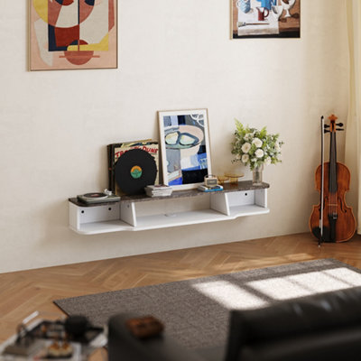 Brown and White MDF Framed Sideboard TV Stand TV Unit with Easy