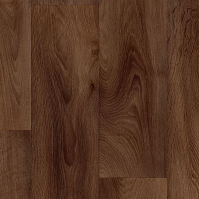 Brown Anti-Slip Wood Effect Vinyl Flooring For LivingRoom, Kitchen, 3.8mm Vinyl Sheet-7m(23') X 2m(6'6")-14m²