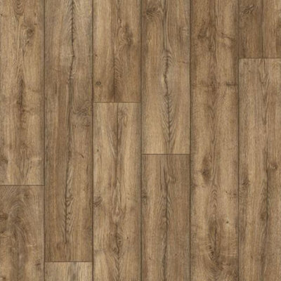 Brown Beige Wood Effect Anti-Slip Vinyl Sheet for Dining room, Living room, & Hallway 1m X 4m (4m²)