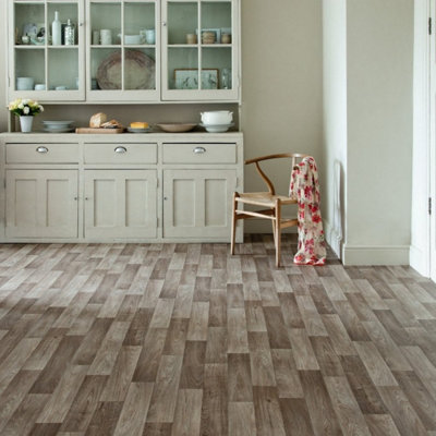 Brown&Beige Wood EffectAnti-Slip Vinyl Sheet For LivingRoom DiningRoom Hallways And Kitchen Use-1m X 2m (2m²) - 3