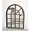 Brown Black Window Style Wall Mirror Arched Decoration Glass