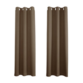 Brown Blackout Curtains - Eyelet Thermal Curtain  - 46 x 54 Inch Drop - 2 Panel