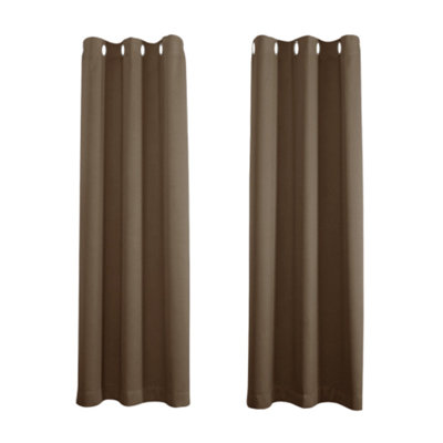Brown Blackout Curtains - Eyelet Thermal Curtain - 46 x 72 Inch Drop ...