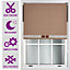 Brown Blackout Roller Blind with Silver Diamante & Brown Bow Free Cut Down Service by Furnished - (W)240cm x (L)210cm
