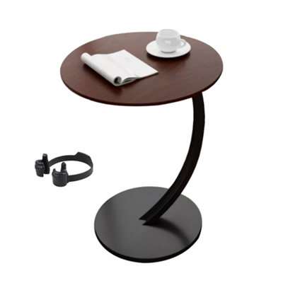 Brown C-Shape Side Table for Sofa or Bed - Perfect Laptop & Snack Desk
