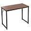 Brown Compact Industrial Computer Desk 39" Small Home Office Writing PC Study Table
