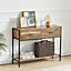 Brown Console Table 2 Drawers Hallway Table Entryway Table with Storage Shelf