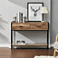 Brown Console Table 2 Drawers Hallway Table Entryway Table with Storage Shelf