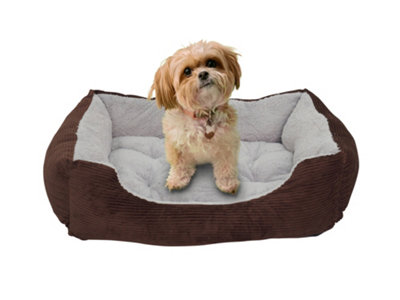 Brown Corduroy Dog Pet Bed with Fleece Cushion DIY at B Q