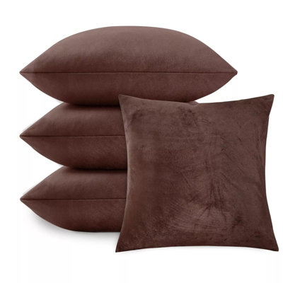 Brown Cushion Cover Velvet Soft Cushion Protector Cover Home Decor Quilted Cushions Pack Of 4