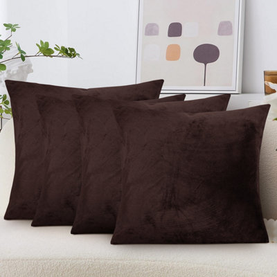 Brown Cushion Cover Velvet Soft Cushion Protector Cover Home Decor Quilted Cushions Pack Of 4