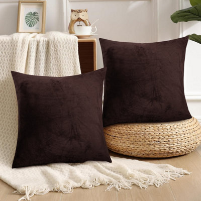 Brown Cushion Cover Velvet Soft Cushion Protector Cover Home Decor Quilted Cushions Pack Of 4
