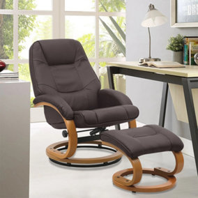 Brown Ergonomic Executive Office Reclining Chair with Footstool