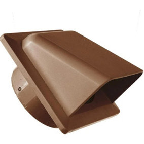 Brown External Vent Cover -100mm Hooded Cowl with Backdraft Shutter Ventilation Grill Plastic Cowled Vent Outlet Grille Hatch