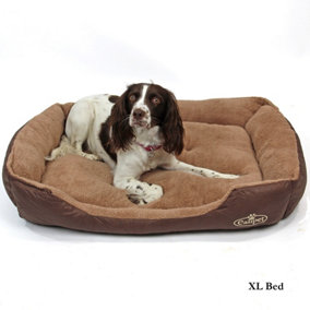 Brown Faux Leather Dog Bed Extra Large