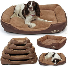 Brown Faux Leather Dog Bed Small