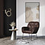 Brown Faux Leather Leisure Armchair with Metal Legs
