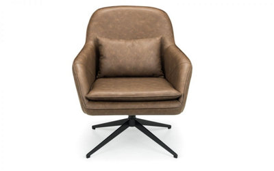 Brown Faux Leather Swivel Chair