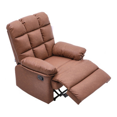 Brown Faux Leather Upholstered Recliner Armchair