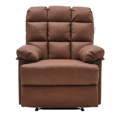 Brown Faux Leather Upholstered Recliner Armchair