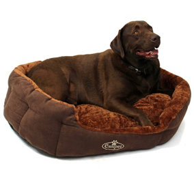 Brown Faux Suede Pet Bed Extra Large