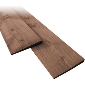 Brown Feather Edged Fencing Boards - Pack of 10 (L)120cm/48inches x (W)150mm/6inches x (T)11mm Pressure Treated