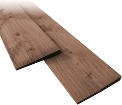 Brown Feather Edged Fencing Boards - Pack of 10 (L)165cm/65inches x (W)150mm/6inches x (T)11mm Pressure Treated