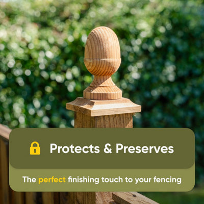 Brown Fence Post Cap & Acorn Finial 100 x 100mm - Fits 3 x 3" Square Posts (FREE DELIVERY) - 3
