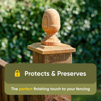 Brown Fence Post Cap & Acorn Finial 120 x 120mm - Fits 4 x 4" Square Posts (FREE DELIVERY) - 3